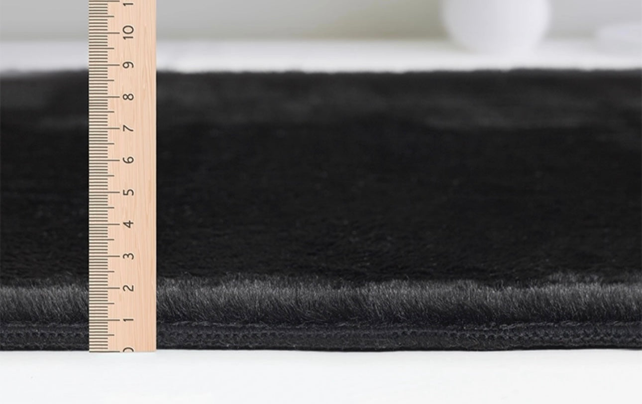 Tapis à poils doux- Lavable en machine- Couleur Noir