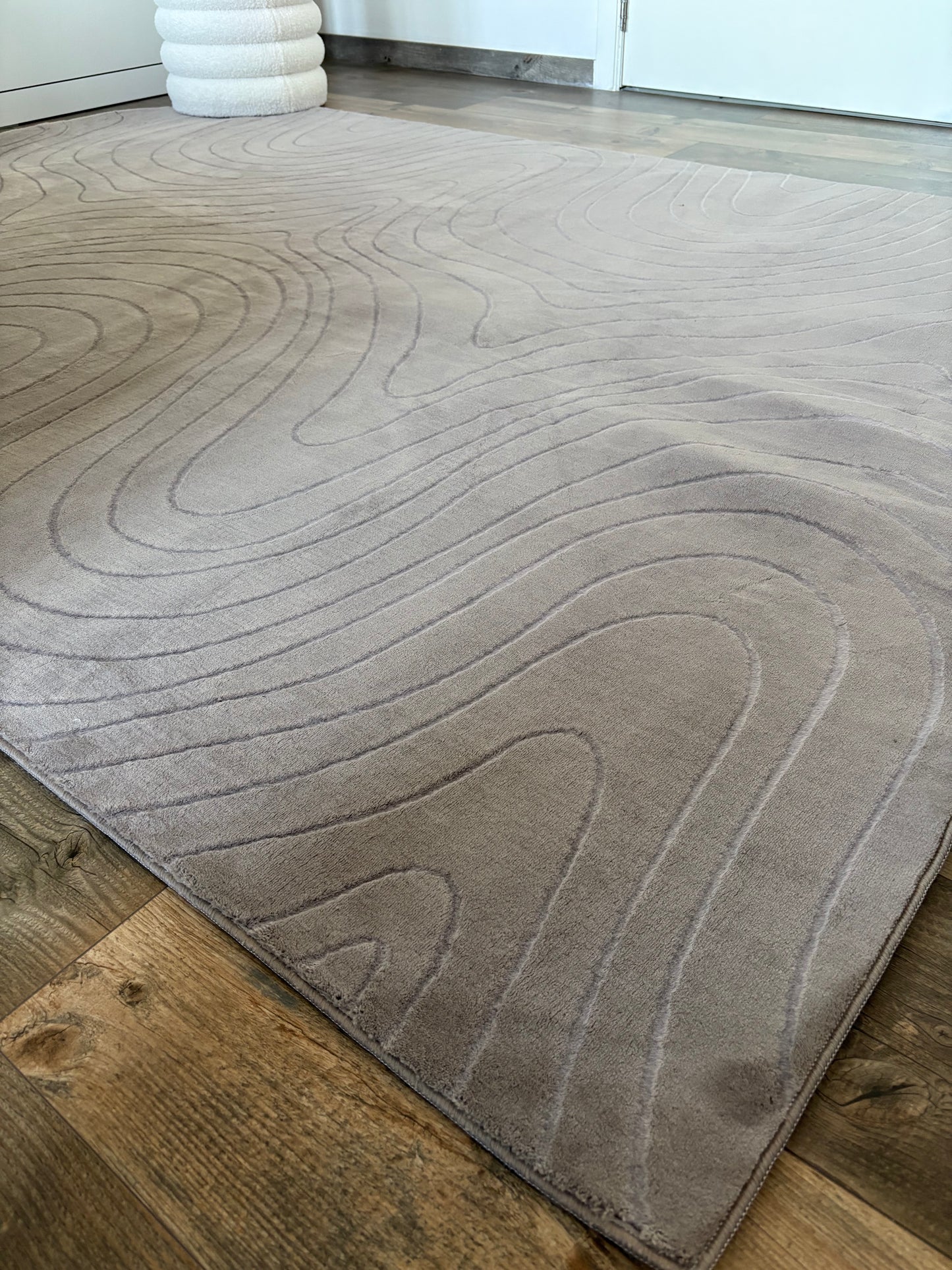 Tapis crème à motifs circulaires lavable en machine - STILO 01