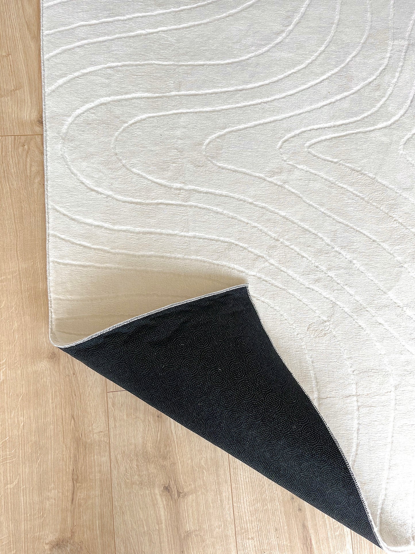Tapis crème à motifs circulaires lavable en machine - STILO 01