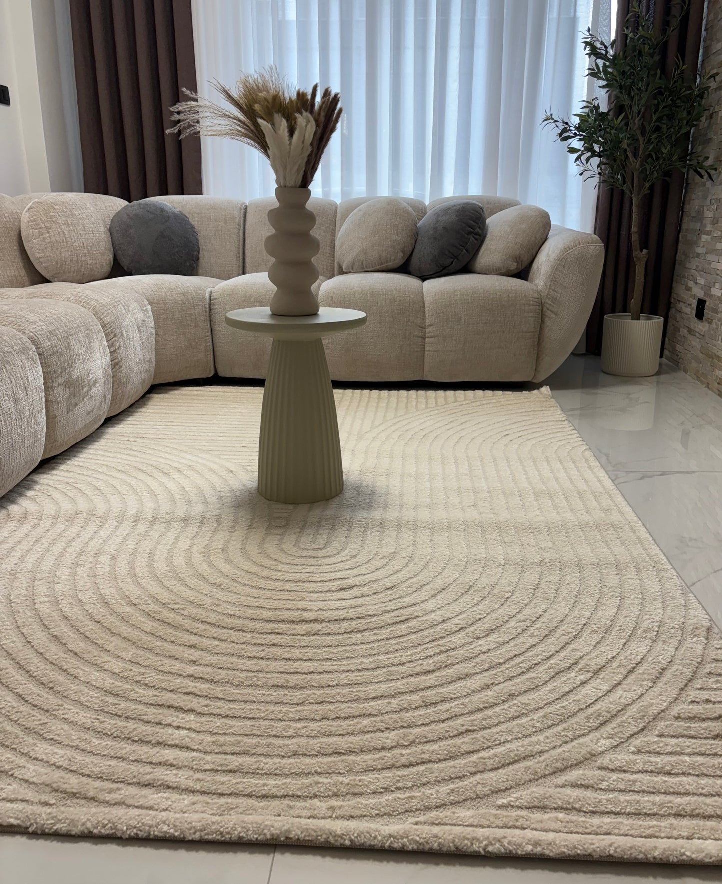 Tapis crème à motifs géométriques– Pour salon et chambre - ELIO 51