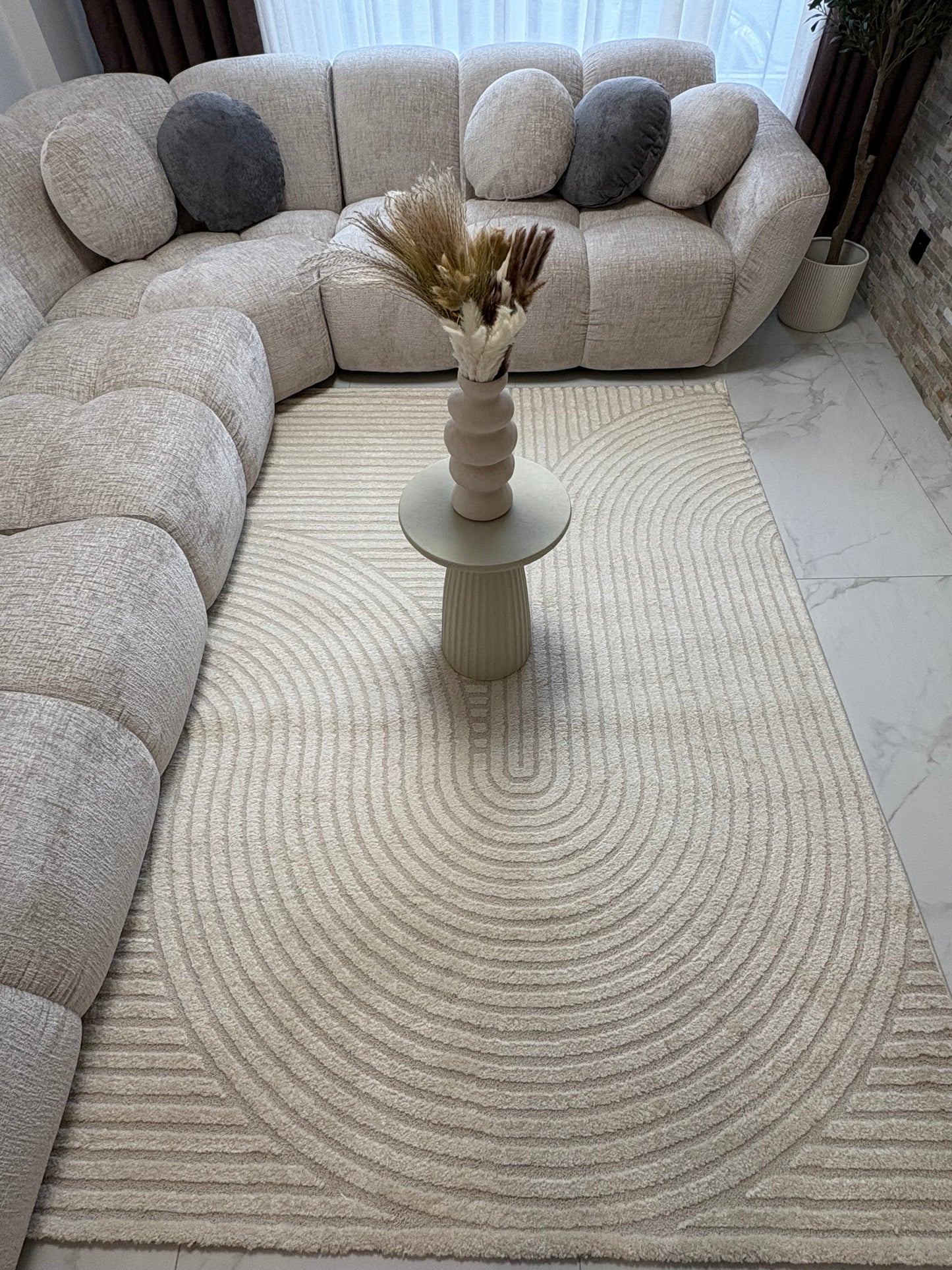 Tapis crème à motifs géométriques– Pour salon et chambre - ELIO 51