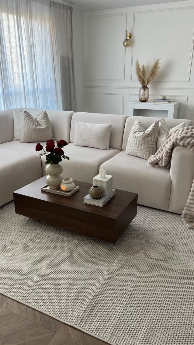 Tapis effet bouclé crème –Pour salon et chambre- MIRA 01