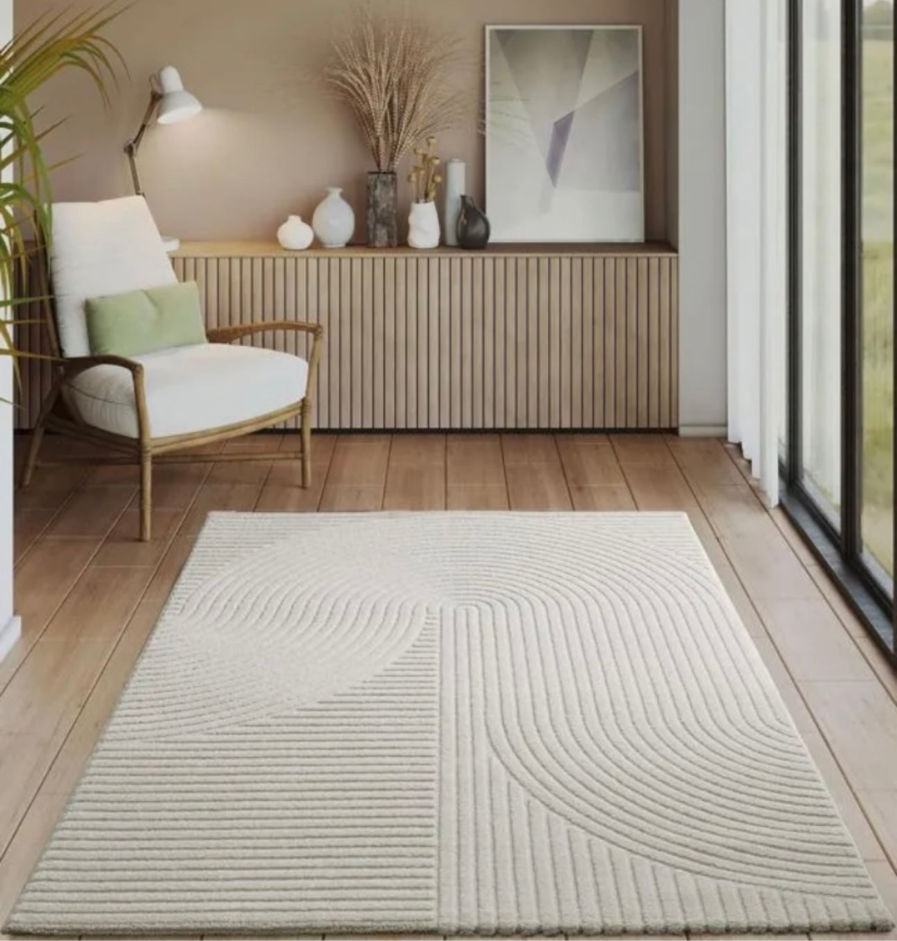 Tapis crème à motifs géométriques– Pour salon et chambre - ELIO 51