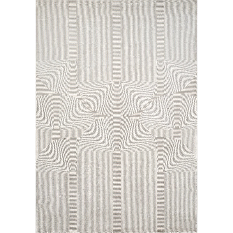 Tapis à motifs géométrique, poils courts, couleur taupe- Pour salon et chambre- SIGNO 02