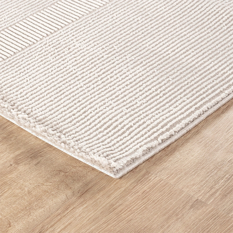 Tapis à motifs géométrique, poils courts, couleur taupe- Pour salon et chambre- SIGNO 02