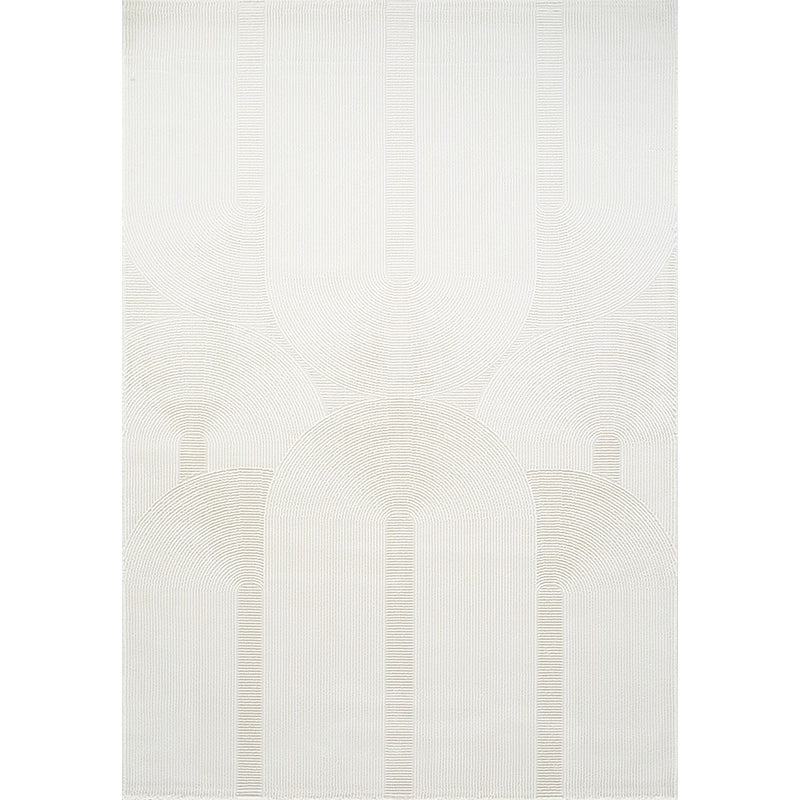 Tapis à motifs géométrique, poils courts, couleur crème- Pour salon et chambre- SIGNO 02