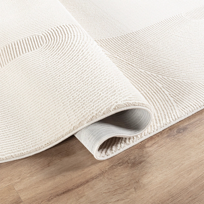 Tapis à motifs géométrique, poils courts, couleur crème- Pour salon et chambre- SIGNO 02