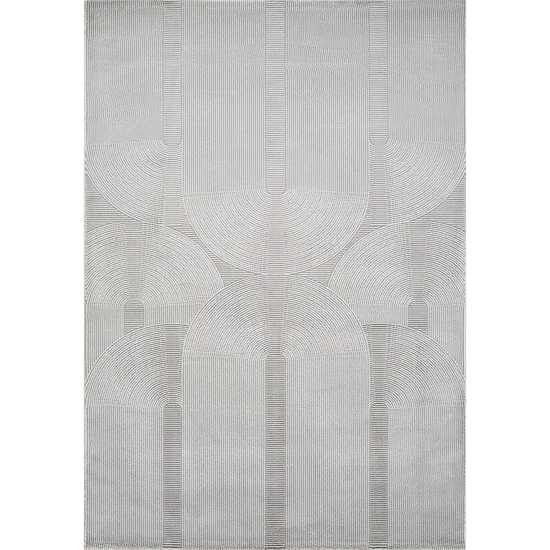 Tapis à motifs géométrique, poils courts, couleur gris- Pour salon et chambre- SIGNO 03