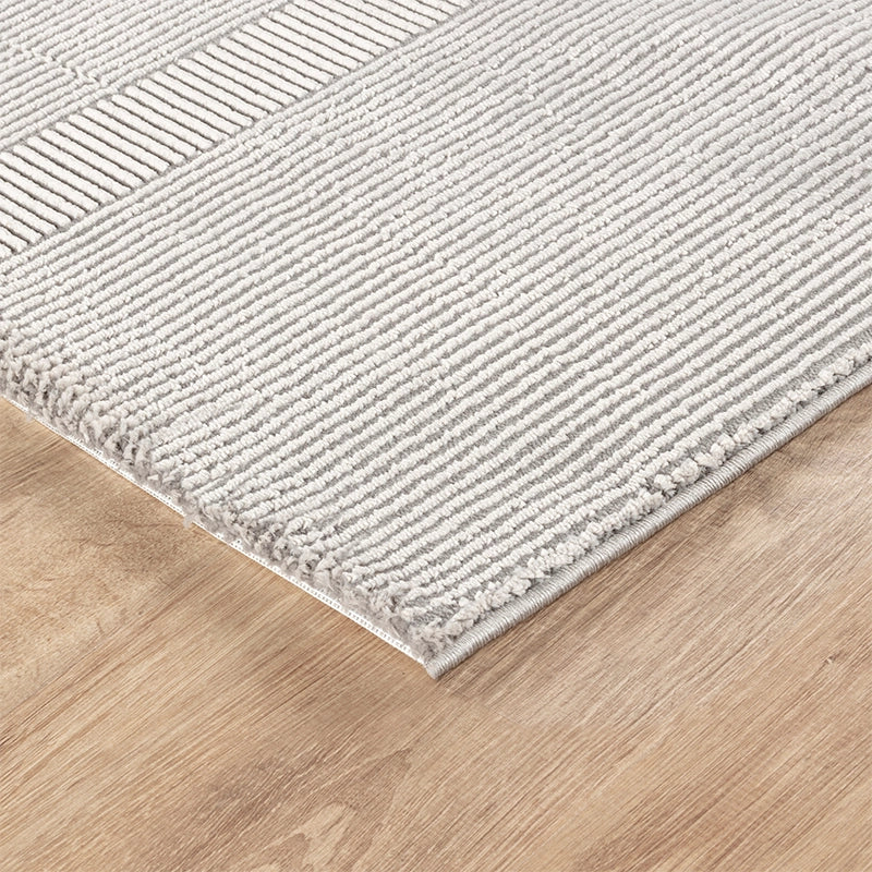 Tapis à motifs géométrique, poils courts, couleur gris- Pour salon et chambre- SIGNO 03