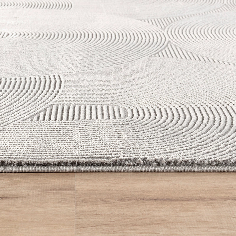 Tapis à motifs géométrique, poils courts, couleur gris- Pour salon et chambre- SIGNO 03