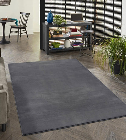 Tapis à poils doux- Lavable en machine- Couleur Anthracite