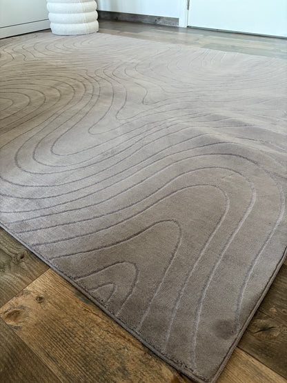 Tapis crème à motifs circulaires lavable en machine - STILO 01