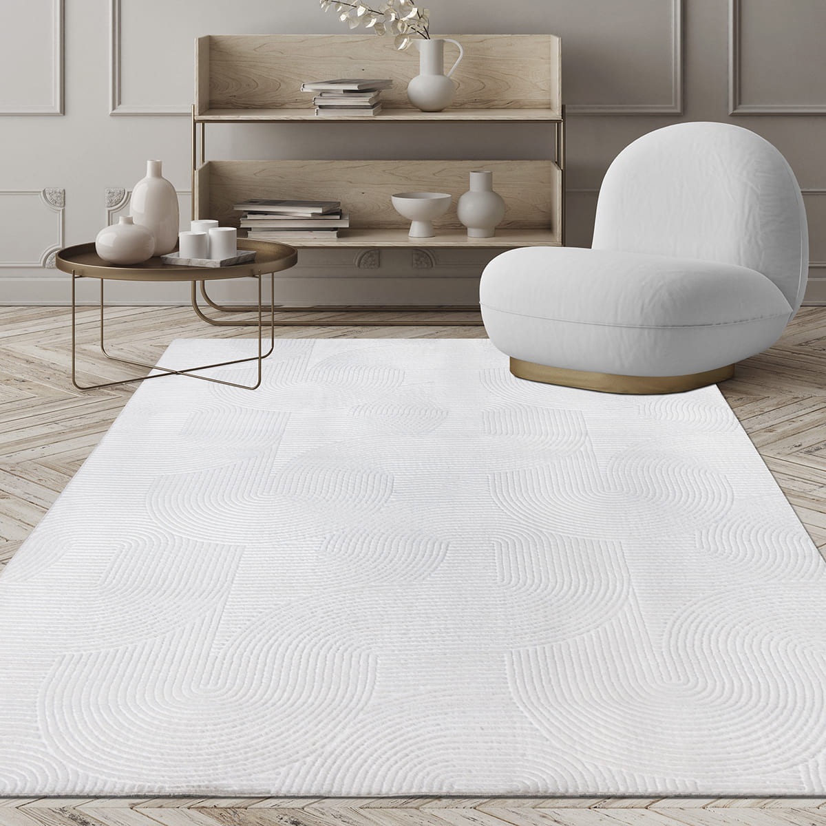 Tapis STILO 390 blanc – motifs géométriques