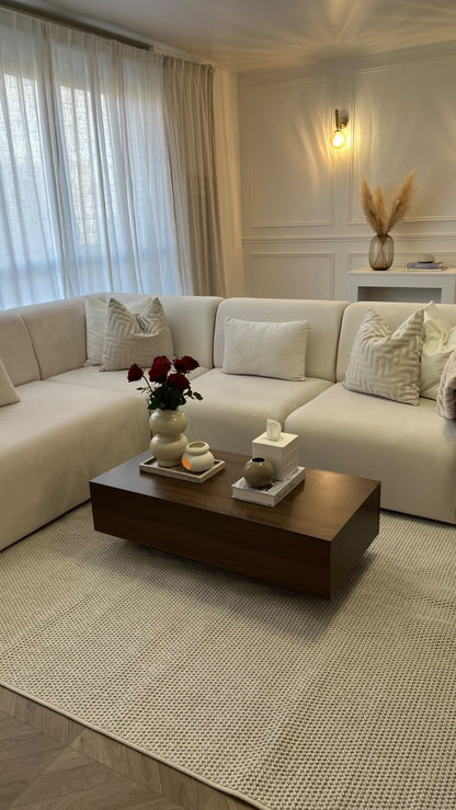 Cremefarbener Schlingenteppich – Für Wohnzimmer und Schlafzimmer – MIRA 01