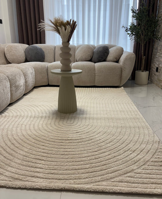 Cremefarbener Teppich mit geometrischem Muster – Für Wohnzimmer und Schlafzimmer – ELIO 51