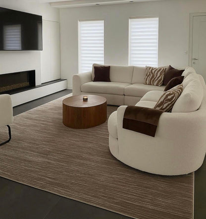 Tapis Minimaliste Taupe à Relief Linéaire – SIGNO 04