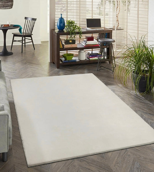 Tapis à poils doux- Lavable en machine- Couleur crème