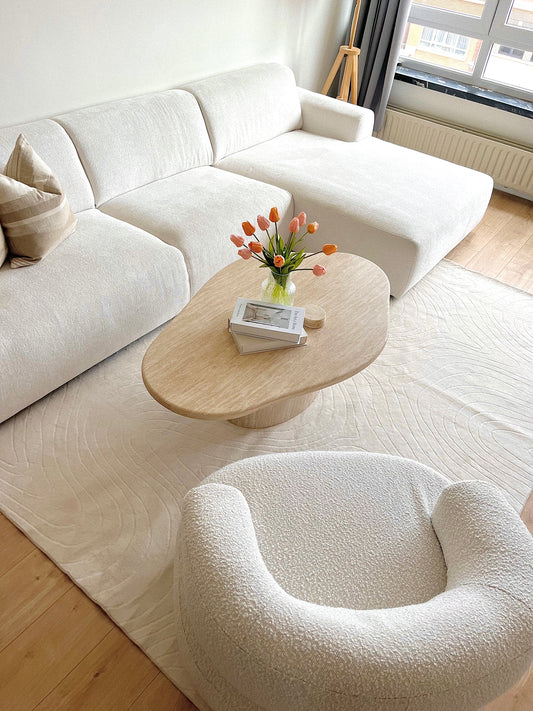 Tapis crème à motifs circulaires lavable en machine - STILO 01