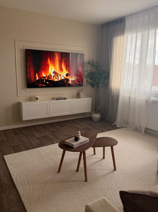 Tapis crème à motifs circulaires lavable en machine - STILO 01
