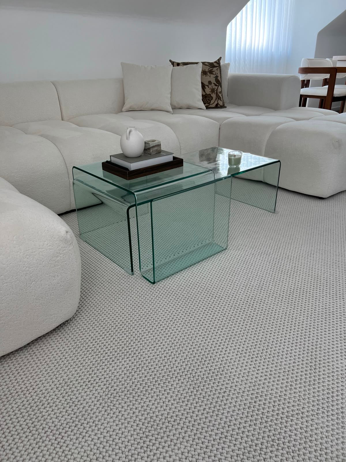 Tapis Bouclé Effet Laine Minimaliste - MIRA 01 Crème