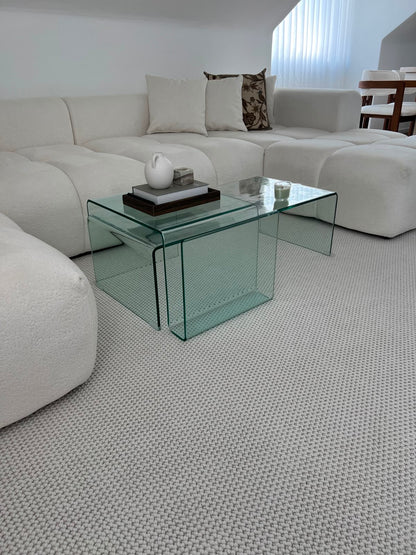 Tapis Bouclé Effet Laine Minimaliste - MIRA 01 Crème