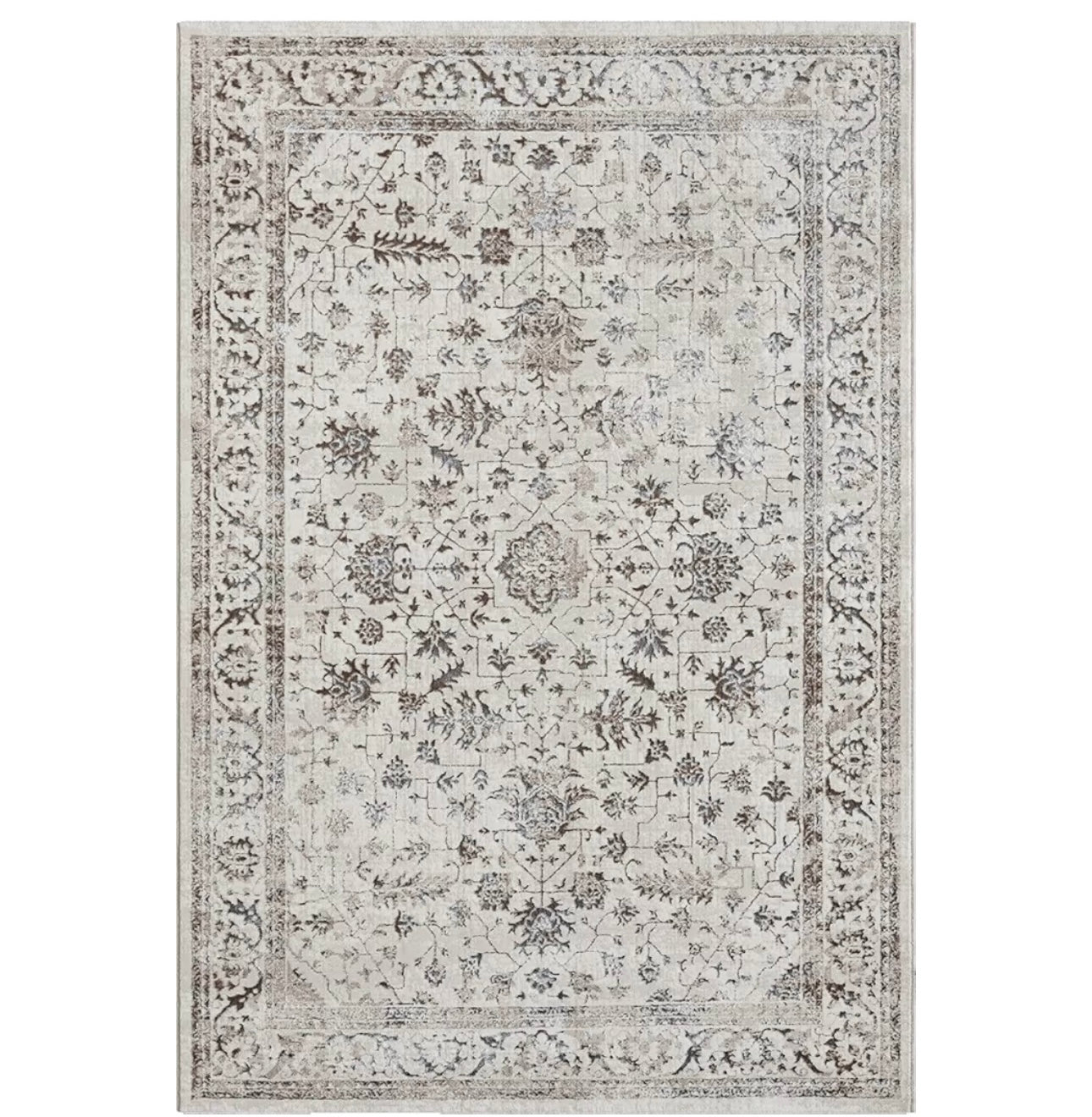 Zoom sur la texture sculptée et l'effet  du tapis CREATION crème, montrant les détails des motifs 3D élégants.