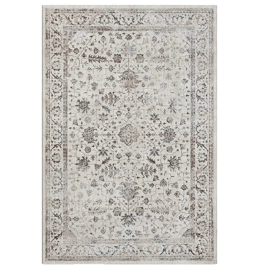 Zoom sur la texture sculptée et l'effet  du tapis CREATION crème, montrant les détails des motifs 3D élégants.