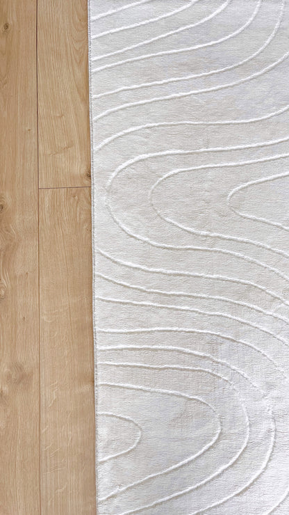 Tapis crème à motifs circulaires lavable en machine - STILO 01