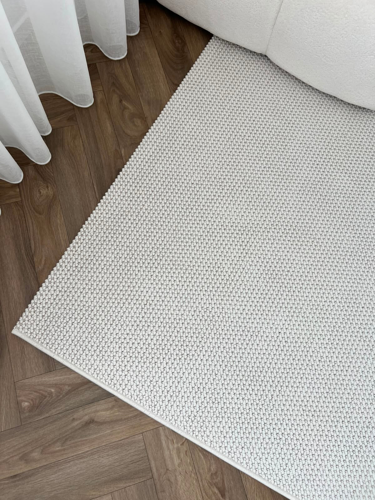 Tapis Bouclé Effet Laine Minimaliste - MIRA 01 Crème
