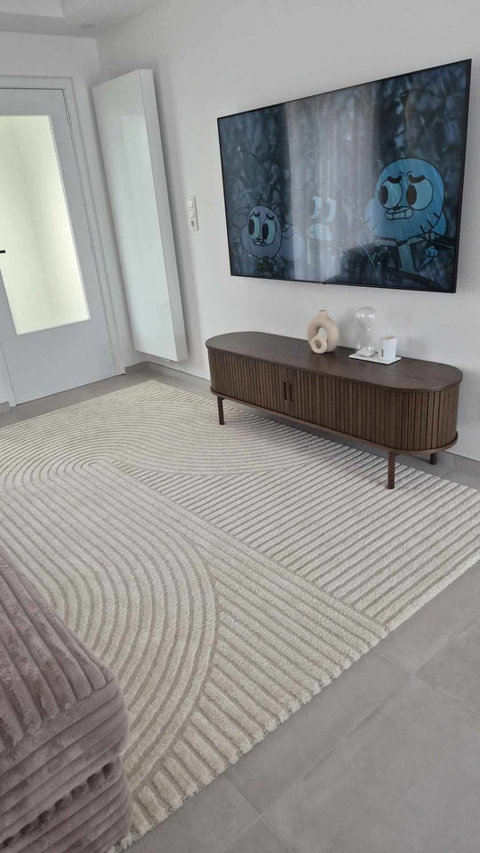 Tapis crème à motifs géométriques– Pour salon et chambre - ELIO 51