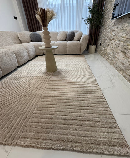 Tapis crème à motifs géométriques– Pour salon et chambre - ELIO 51