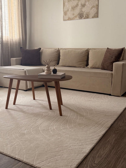 Tapis crème à motifs circulaires lavable en machine - STILO 01