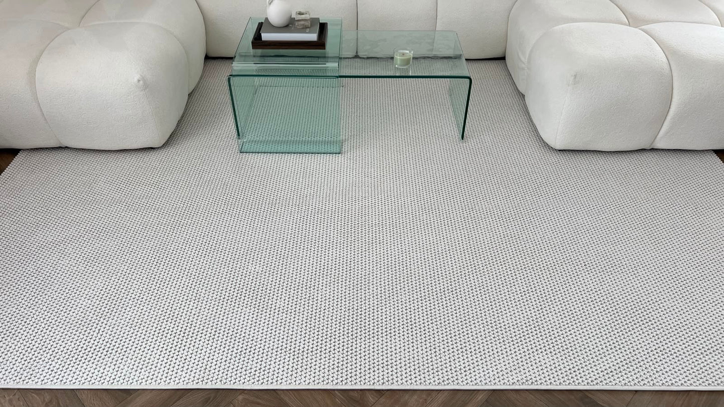 Tapis Bouclé Effet Laine Minimaliste - MIRA 01 Crème