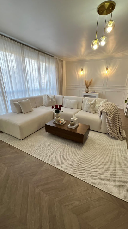 Tapis effet bouclé crème –Pour salon et chambre- MIRA 01