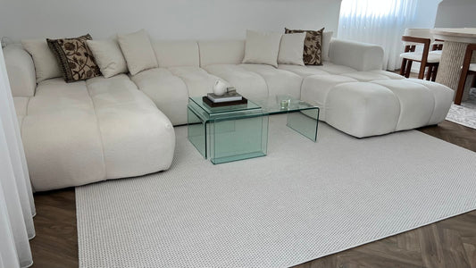 Tapis Bouclé Effet Laine Minimaliste - MIRA 01 Crème