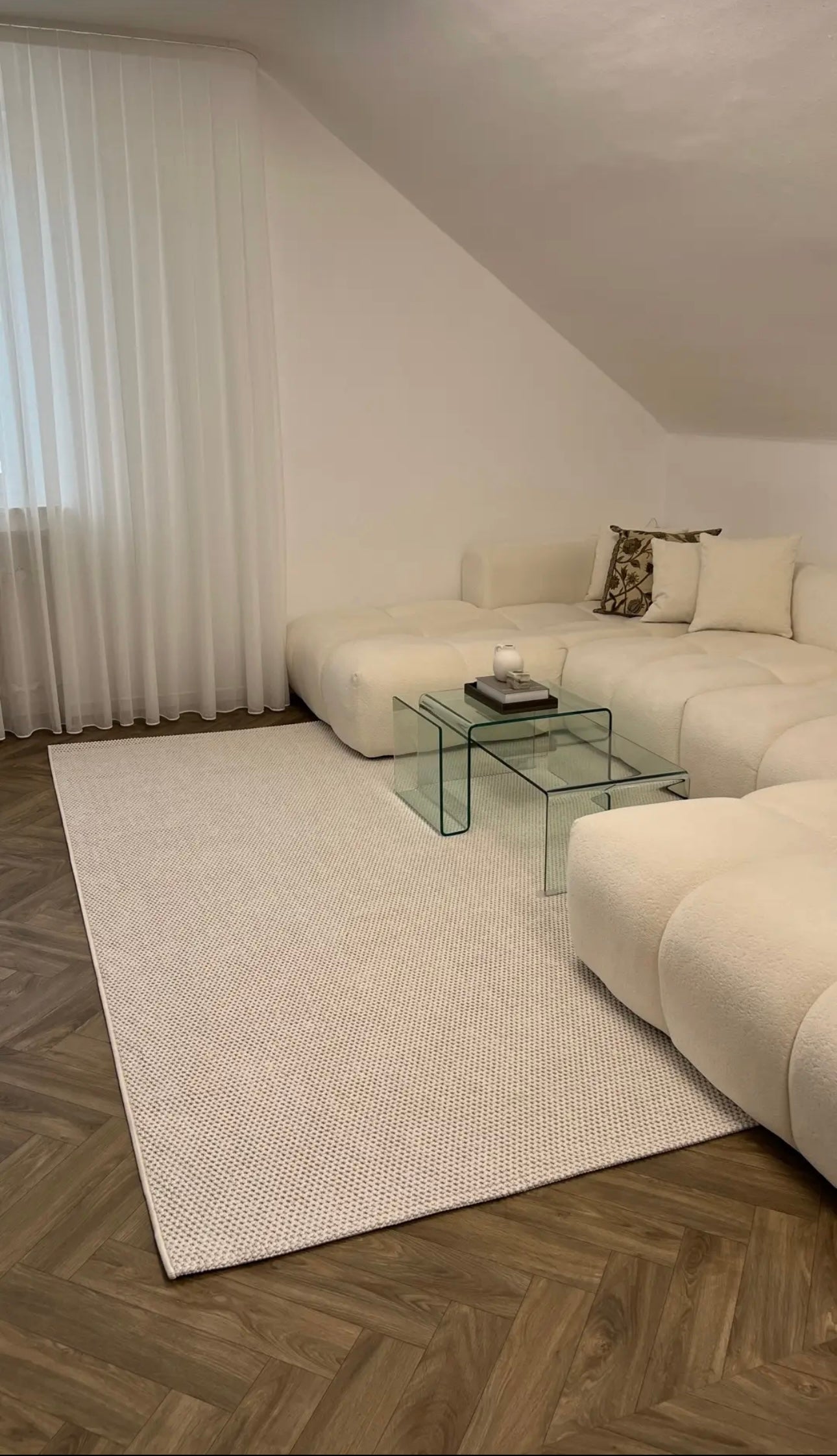 Tapis Bouclé Effet Laine Minimaliste - MIRA 01 Crème