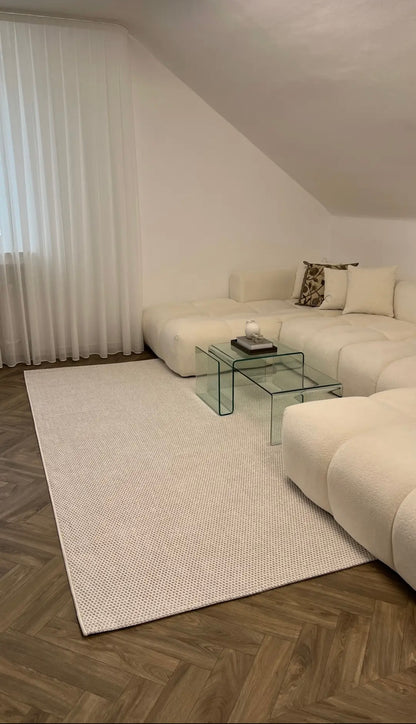Tapis Bouclé Effet Laine Minimaliste - MIRA 01 Crème