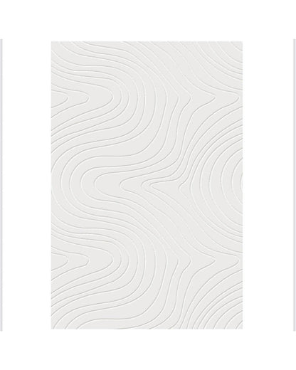 Tapis de luxe STILO 01 crème détouré sur fond blanc montrant le relief 3D.