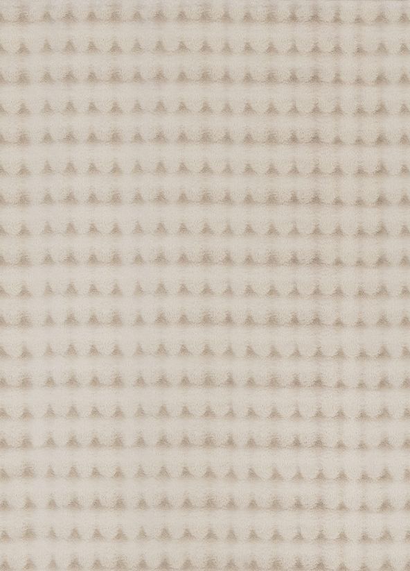 Tapis Bubble crème à motifs de bulles en relief 3D, vue d'ensemble sur fond blanc pur.