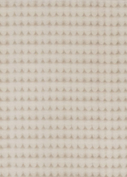 Tapis Bubble crème à motifs de bulles en relief 3D, vue d'ensemble sur fond blanc pur.