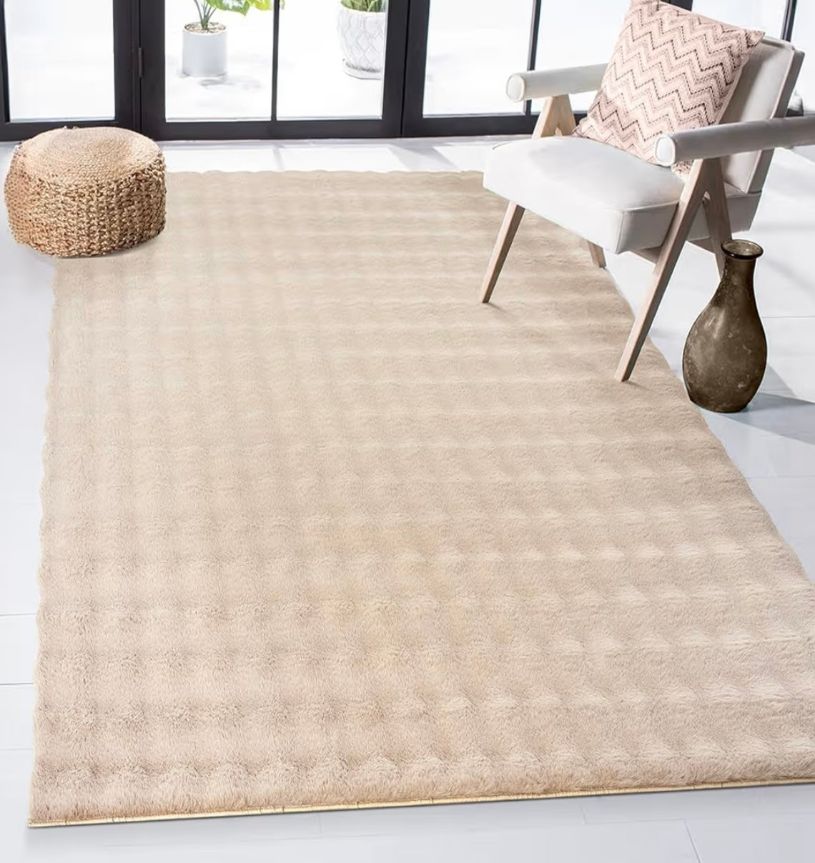 Tapis Bubble beige à motifs de bulles en relief 3D