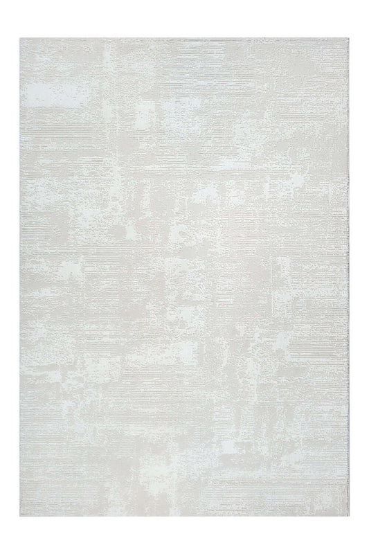 Tapis rectangulaire SIGNO 05 crème à motifs lignés présenté sur fond blanc, style épuré et moderne.