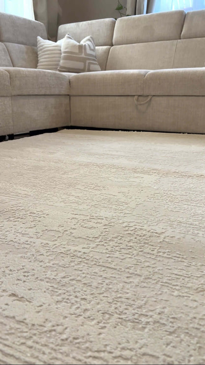 Tapis à Relief Abstrait - SIGNO 05 Crème